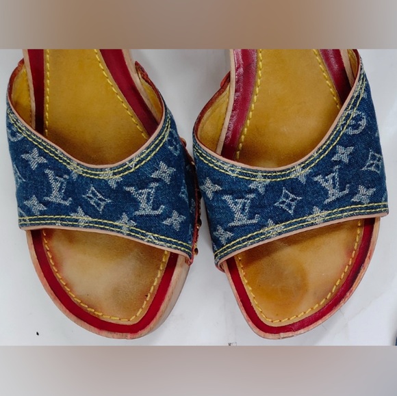 Louis Vuitton Women's Denim Sandals sz 39.5 - Picture 10 of 11
